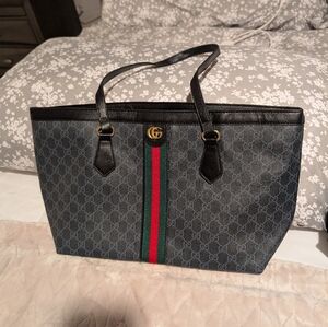 Blue and Black Women's Tote Bag